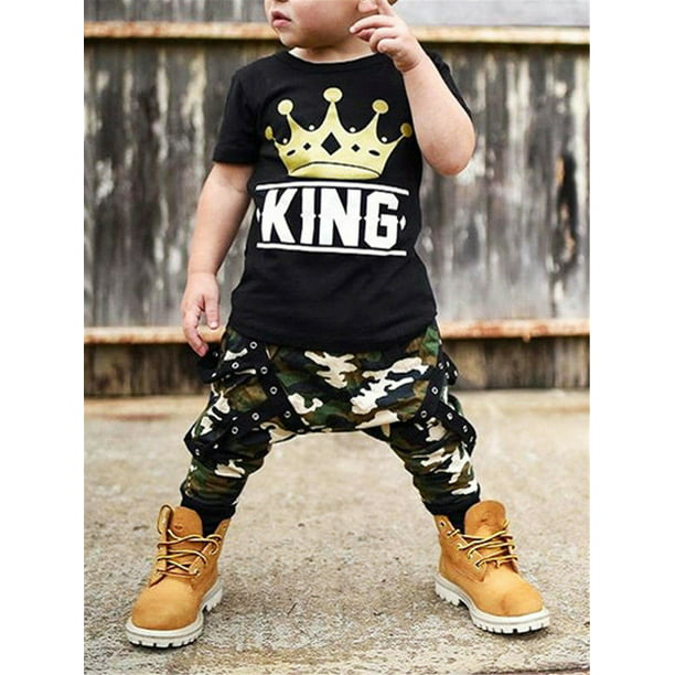 Baby Boys Short Sets Handsome Camouflage T-Shirt Tops 5T / 5Years, Camouflage Pants Clothes Outfits 